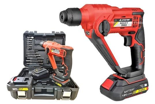 Stayer Σετ Περιστροφικό Πιστολέτο Μπαταριάς με 2 x 2.0Ah Μπαταριές, Φορτιστής, 34 Αξεσουάρ και Θήκη Μεταφοράς - Stayer Rocky