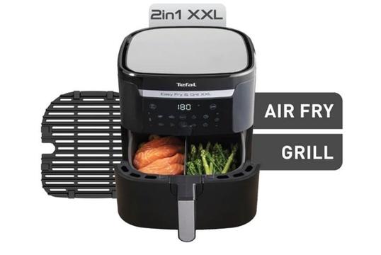 TEFAL Air Fryer & Grill XXL 6.5lt Μαγειρέψτε 2 Φαγητά Ταυτόχρονα! Tefal Easy Fry & Grill XXL EY8018