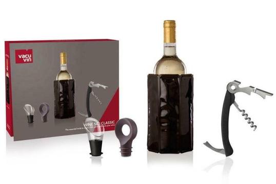 Professional Wine Set της Vacu Vin 4τμχ: Παγοκυψέλη, Ανοιχτήρι, Πώμα Ροής & Πώμα για Ασφαλές Σφράγισμα! Ιδανική Επιλογή Δώρου!