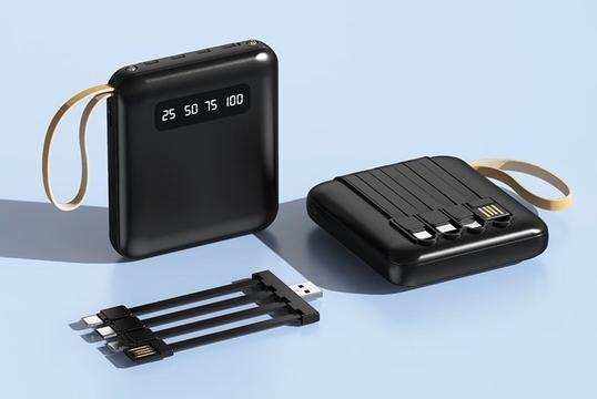 Power Bank Fast Charging 10,000mAh με 4 Ενσωματωμένα Καλώδια για ΟΛΑ τα Κινητά και Έξυπνη LED οθόνη!