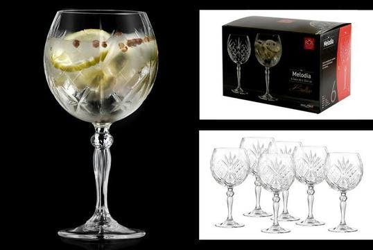 Εντυπωσιακά Κρυστάλλινα Ιταλικά Ποτήρια 650ml για Gin Tonic, Aperol Spritz, Κοκτέιλ & Κόκκινο Κρασί - Σετ 6τμχ Melodia RCR
