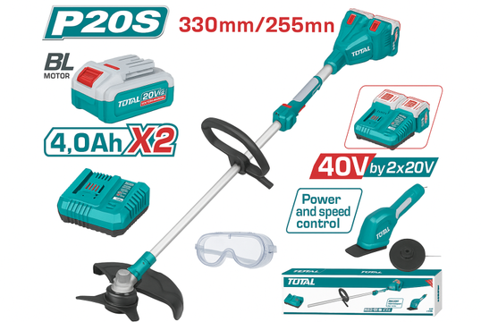 TOTAL Χορτοκοπτικό Μπαταρίας Ώμου/Χειρός 40V με 2x Μπαταρίες 4Ah & Ταχυφορτιστή - Επαγγελματική Απόδοση χωρίς Περιορισμούς!