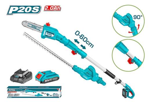TOTAL Τηλεσκοπικό Κονταροπρίονο & Ψαλίδι Μπορντούρας Μπαταρίας Li-ion 20V με Μπαταριά 2AH