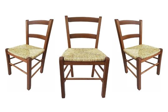 Παραδοσιακή Χαμηλή Καρέκλα από Μασίφ Ξύλο Οξιάς με Ψάθα - 100% Ιταλική Κατασκευή (Made in Italy)