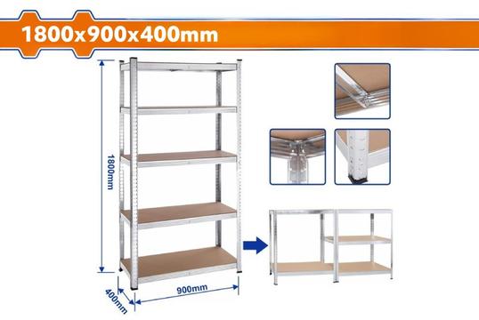 Μεταλλική Ραφιέρα WADFOW 5 Ραφιών - Ανθεκτική Αποθήκευση 180x90x40cm με Γαλβανισμένο Σκελετό!