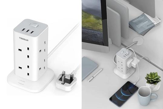 TESSAN Πολύπριζο με 8 Πρίζες & 3 USB και 2m Καλώδιο – Οργάνωσε & Φόρτισε Όλες τις Συσκευές σου με Ασφάλεια!